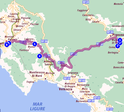 Mappa Corvara Levanto 19Km 25 min